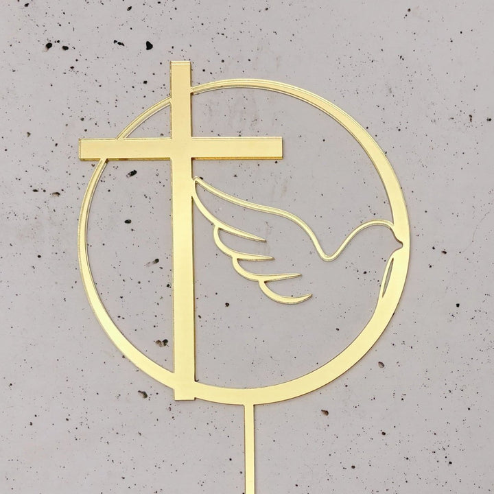 Personalised Religious Dove &nCross Cake Topper
