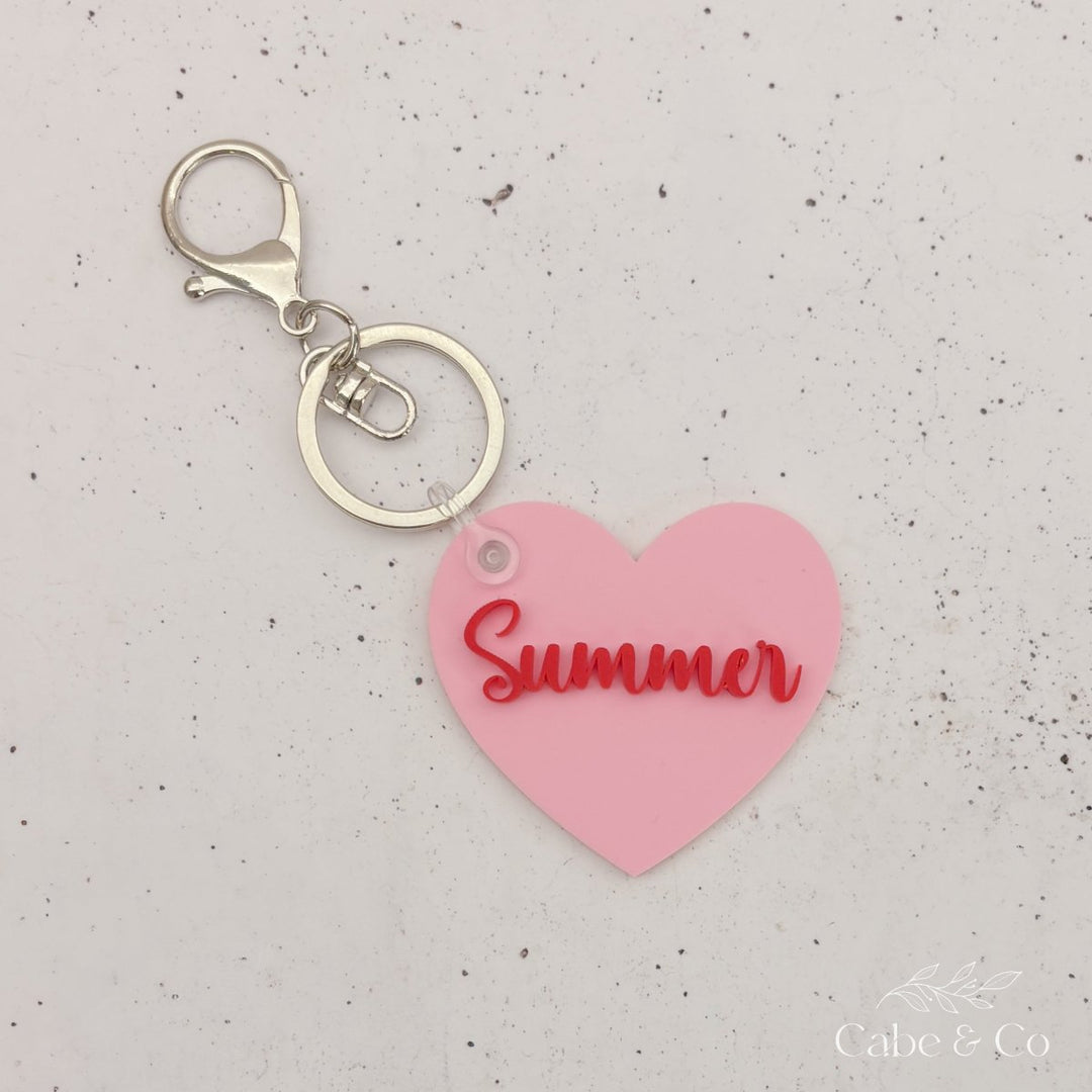Personalised Valentines Gift Tag Keyring - Heart Key Chain
