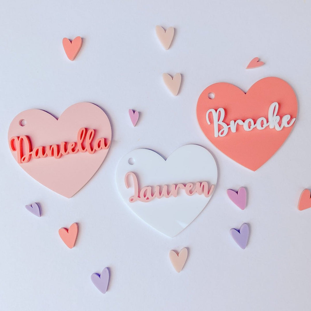 Personalised Valentines Gift Tag Keyring - Heart Key Chain