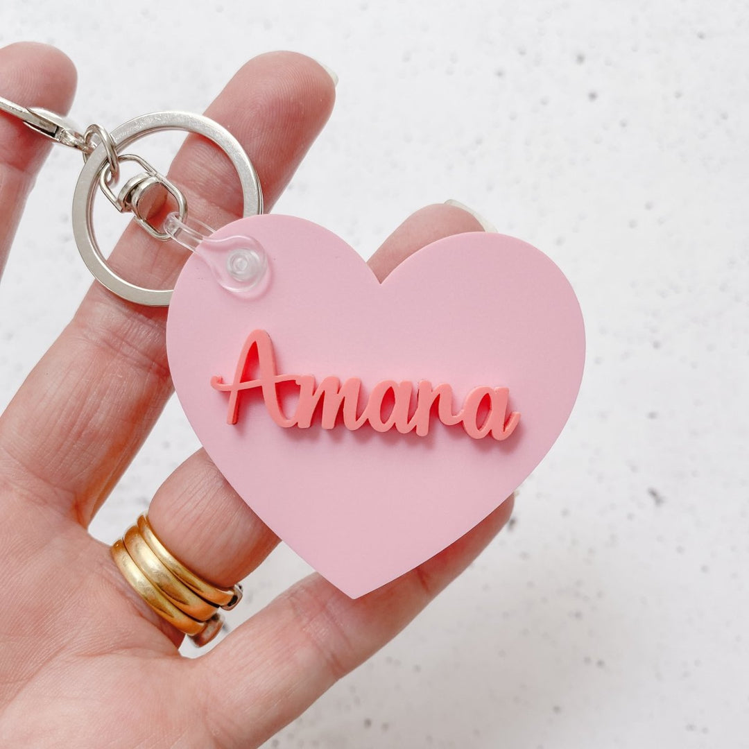 Personalised Valentines Gift Tag Keyring - Heart Key Chain