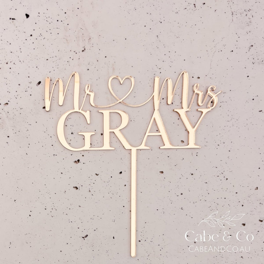 Personalised Wedding Cake Topper - Custom Mr &amp; Mrs