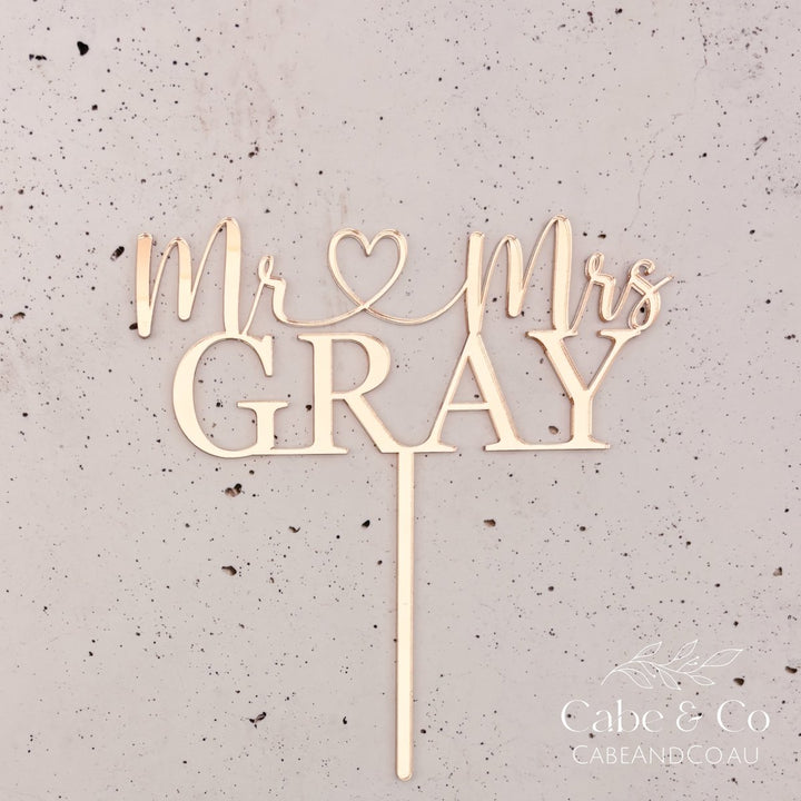 Personalised Wedding Cake Topper - Custom Mr &amp; Mrs