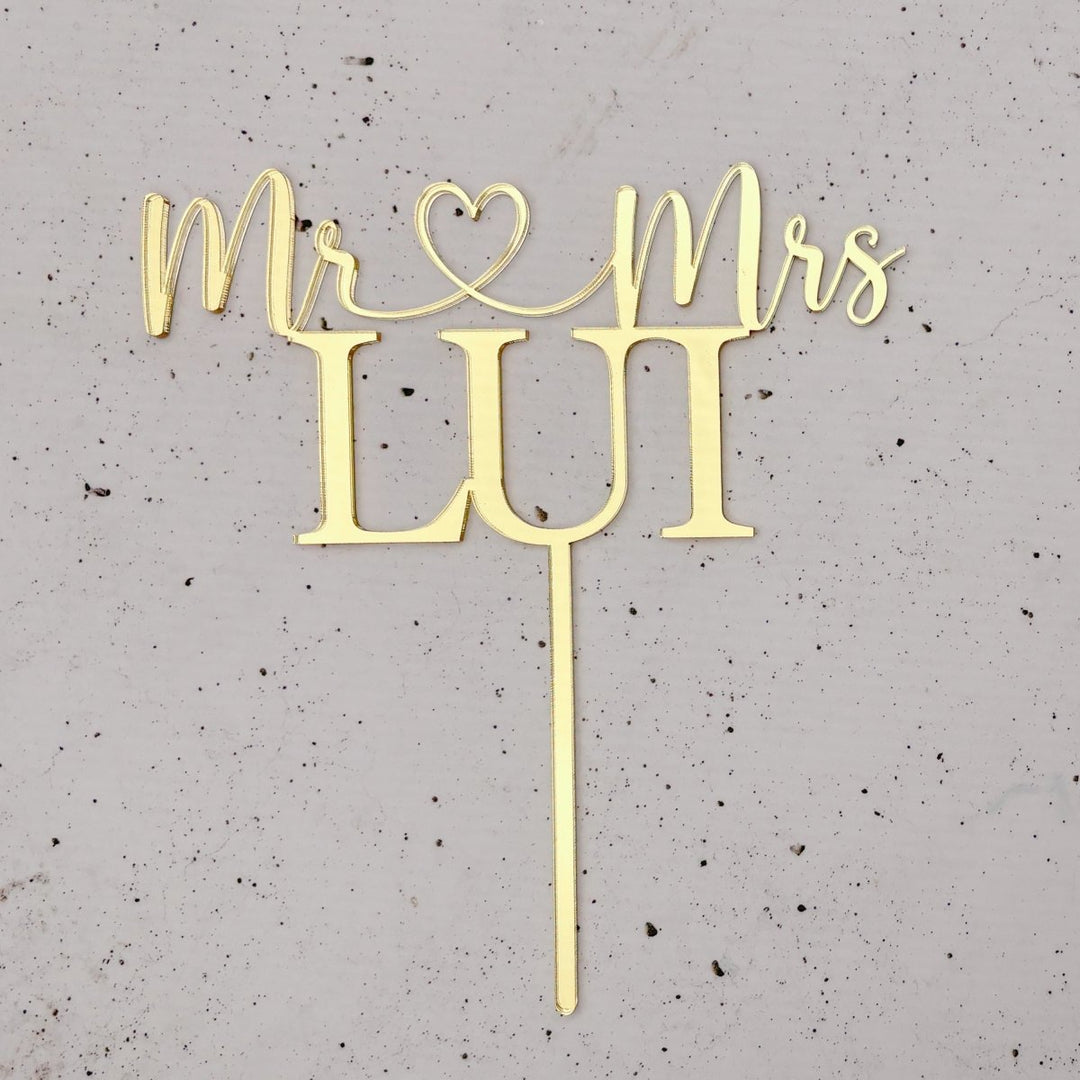 Personalised Wedding Cake Topper - Custom Mr & Mrs