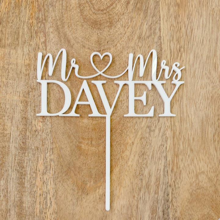 Personalised Wedding Cake Topper - Custom Mr & Mrs