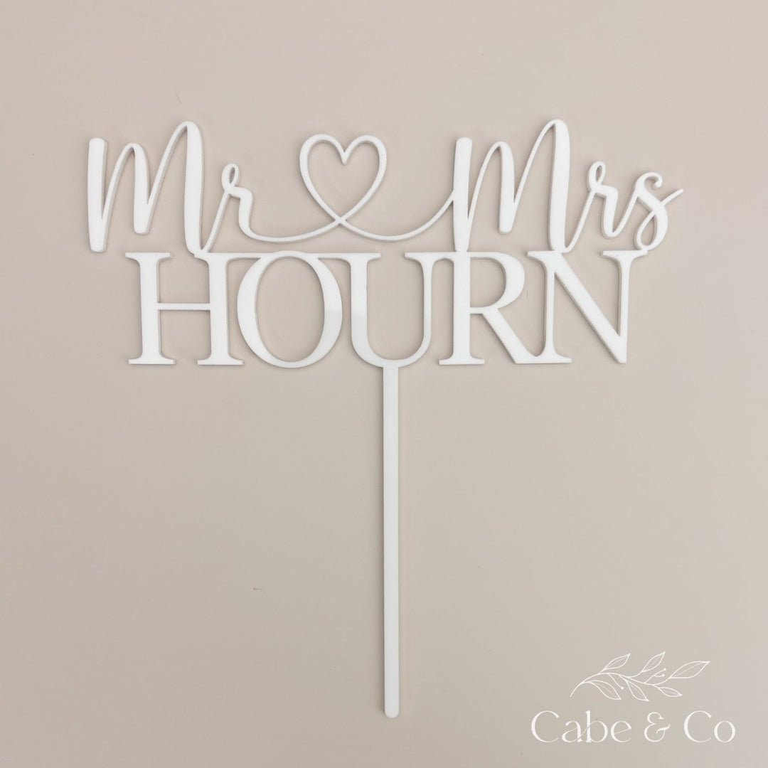 Personalised Wedding Cake Topper - Custom Mr &amp; Mrs