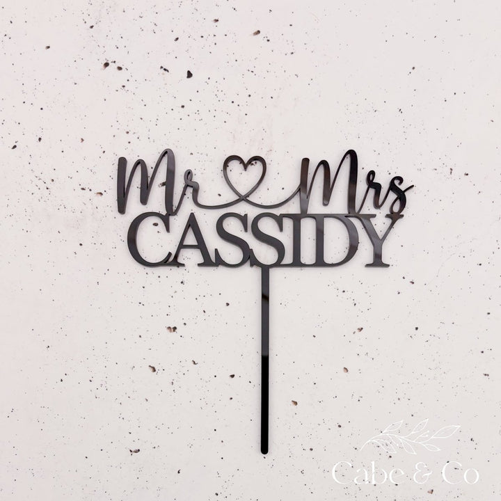 Personalised Wedding Cake Topper - Custom Mr &amp; Mrs