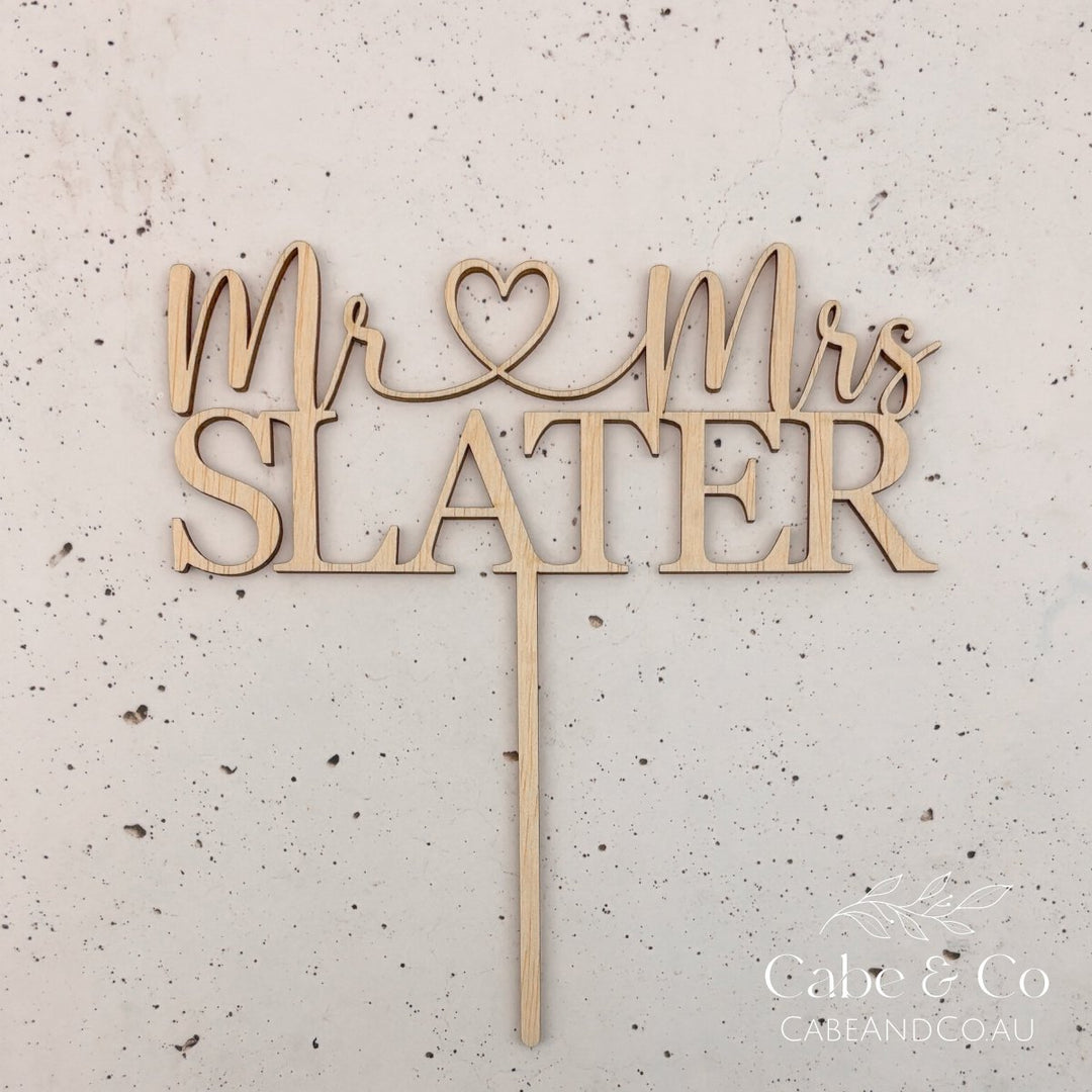 Personalised Wedding Cake Topper - Custom Mr &amp; Mrs