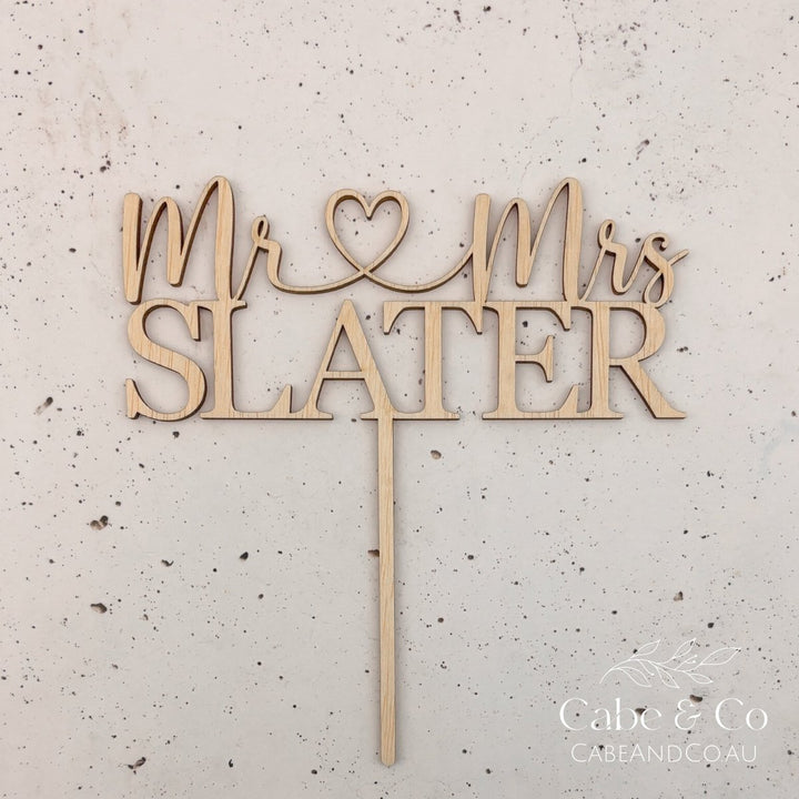 Personalised Wedding Cake Topper - Custom Mr &amp; Mrs