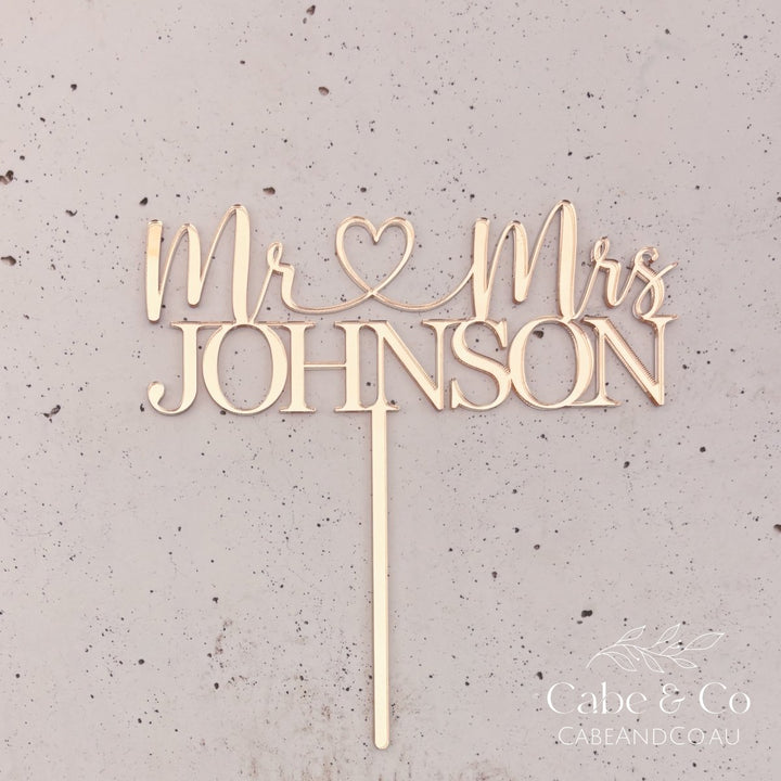 Personalised Wedding Cake Topper - Custom Mr &amp; Mrs