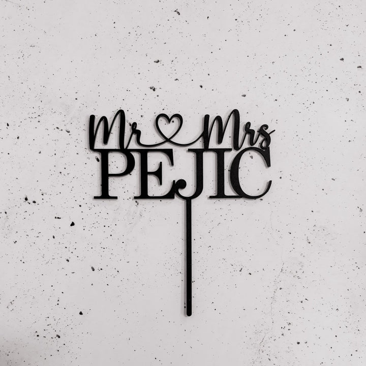 Personalised Wedding Cake Topper - Custom Mr & Mrs