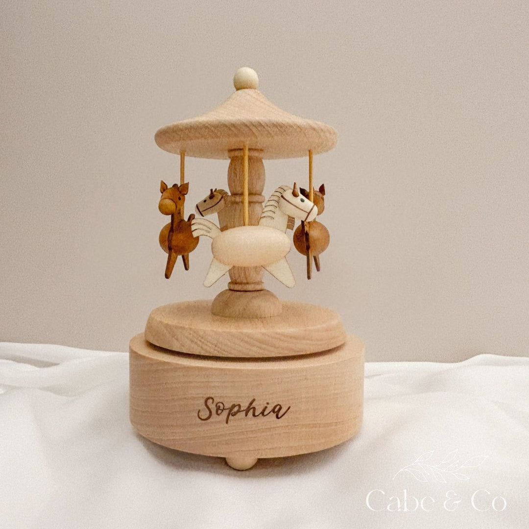 Personalised Wooden Musical Carousel - Ballerina &amp; Horse designs