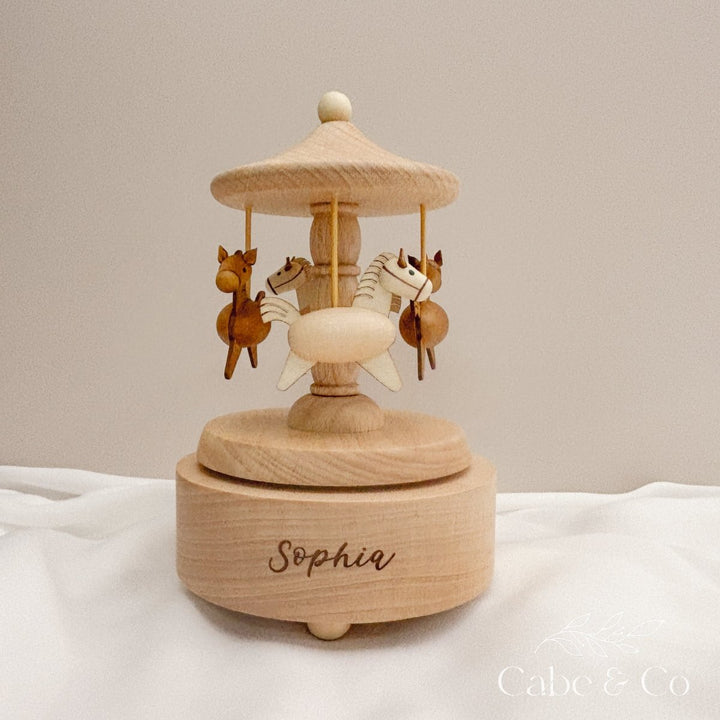 Personalised Wooden Musical Carousel - Ballerina &amp; Horse designs