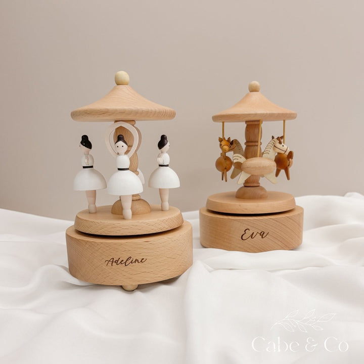 Personalised Wooden Musical Carousel - Ballerina &amp; Horse designs