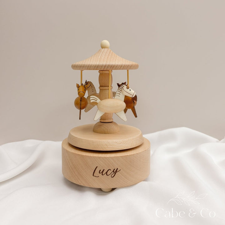 Personalised Wooden Musical Carousel - Ballerina &amp; Horse designs