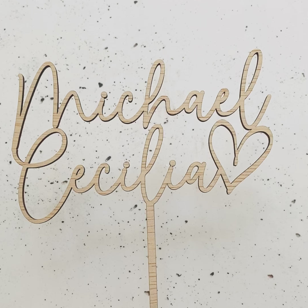 Custom Wedding Cake Topper with Heart