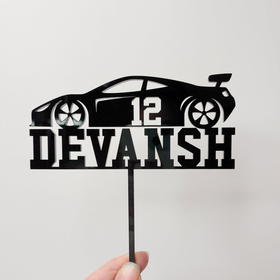 Personalised Acrylic Race Car Cake Topper