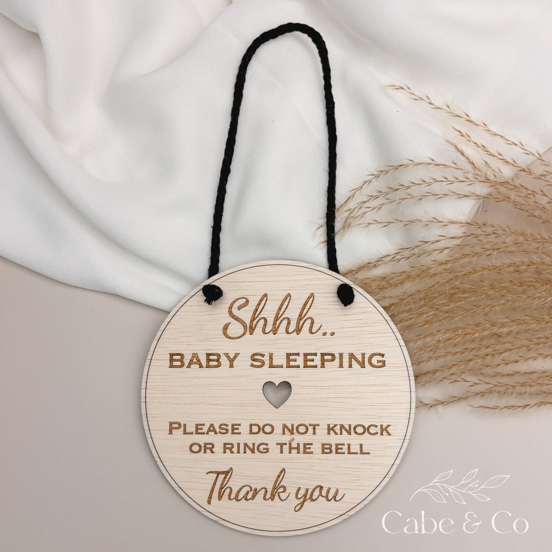 Shhh Baby Sleeping Door Sign | Do Not Knock/Do Not Ring Bell Door Hanger