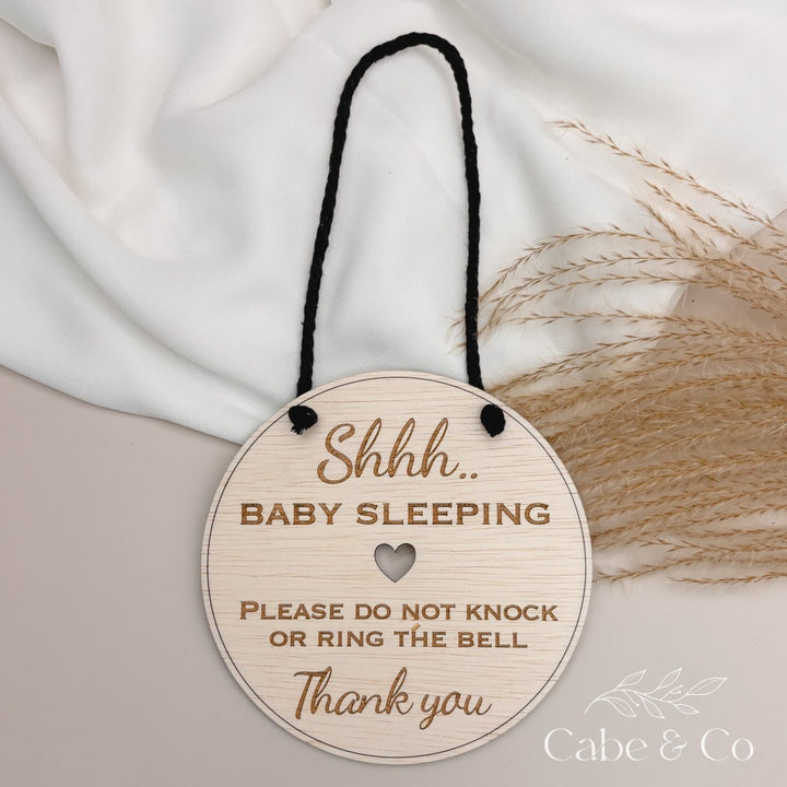 Shhh Baby Sleeping Door Sign | Do Not Knock/Do Not Ring Bell Door Hanger