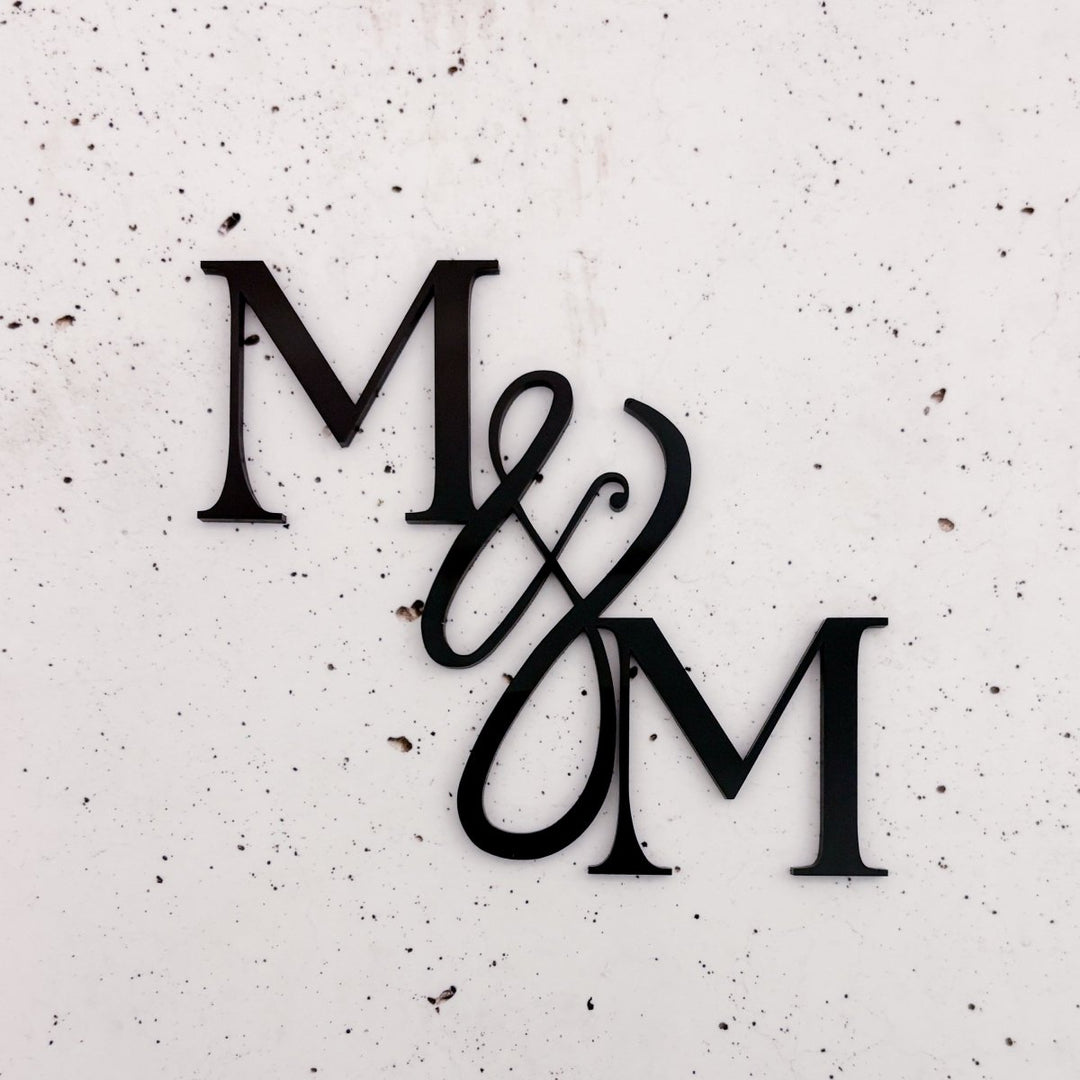 Wedding Cake Serif Initials Charm with large ampersand