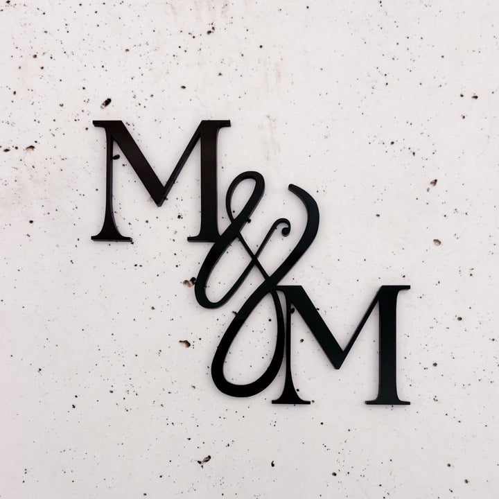 Wedding Cake Serif Initials Charm with large ampersand