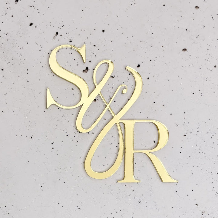Wedding Cake Serif Initials Charm with large ampersand