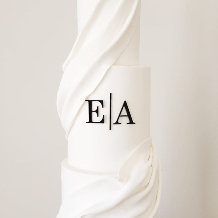 Wedding Cake Serif Initials Charm with Line Separator