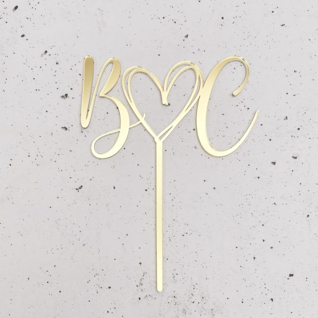 Wedding Cake Topper with Initials & Heart