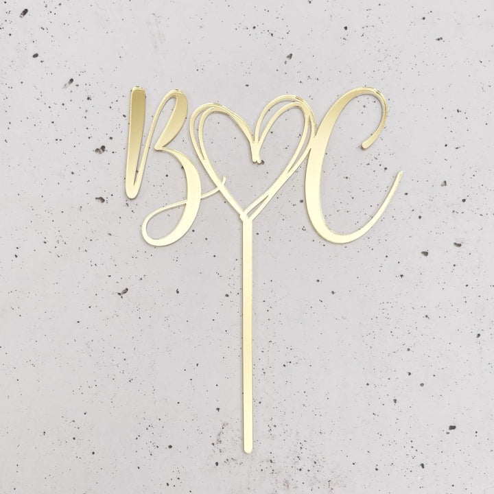 Wedding Cake Topper with Initials & Heart