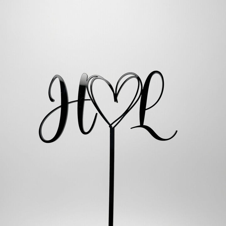Wedding Cake Topper with Initials & Heart