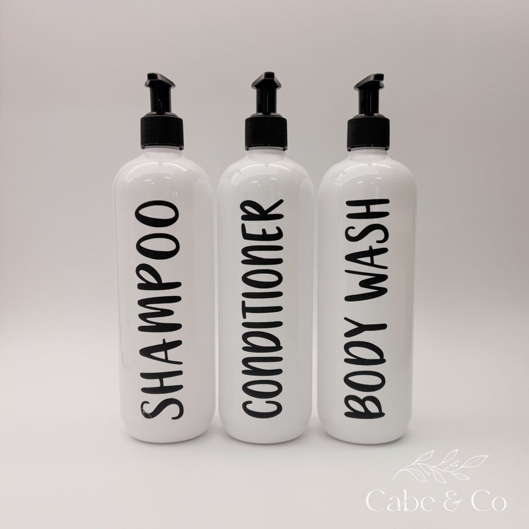 White Bathroom Pump Bottles