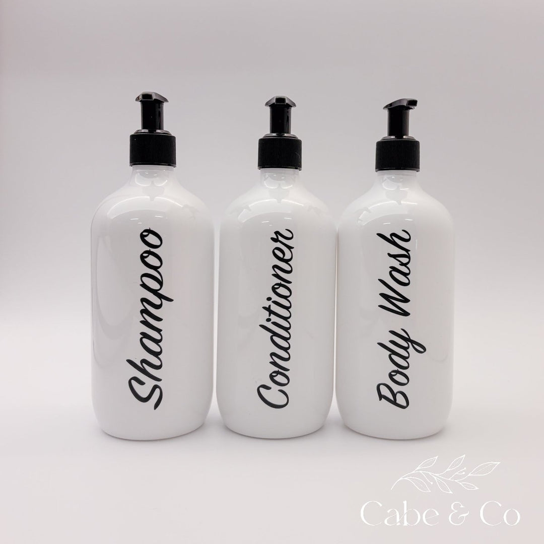 White Bathroom Pump Bottles