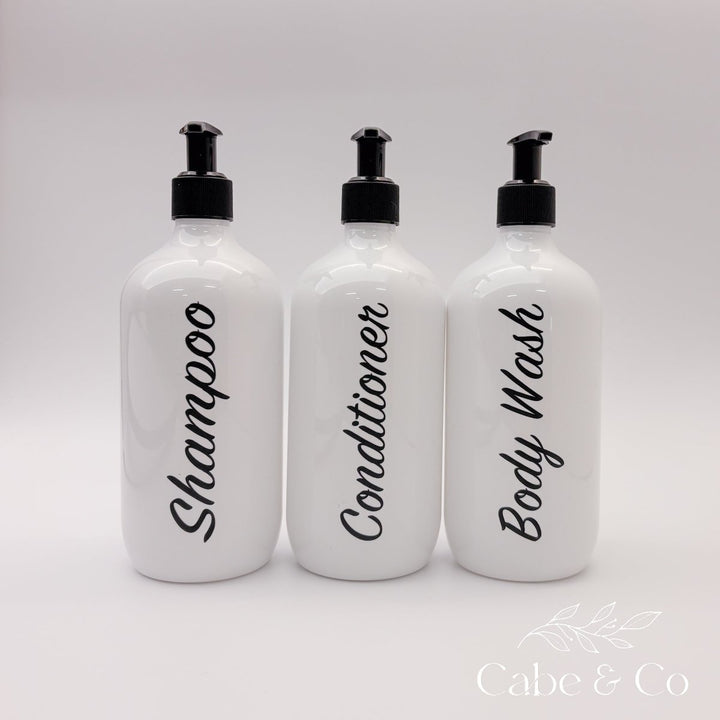 White Bathroom Pump Bottles