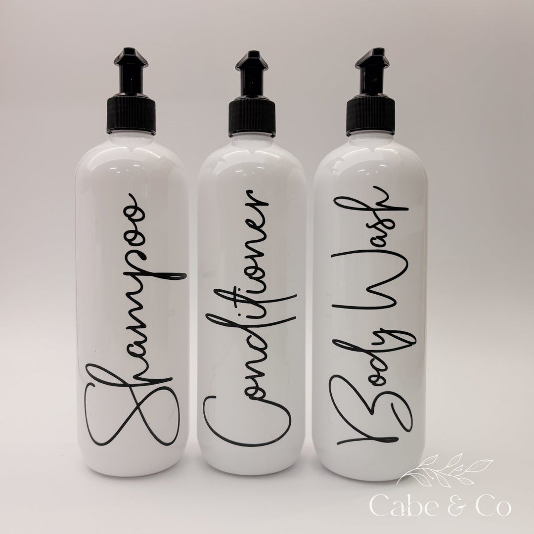 White Bathroom Pump Bottles