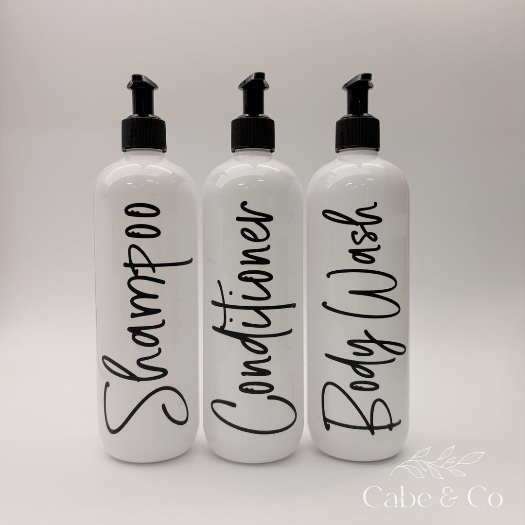 White Bathroom Pump Bottles