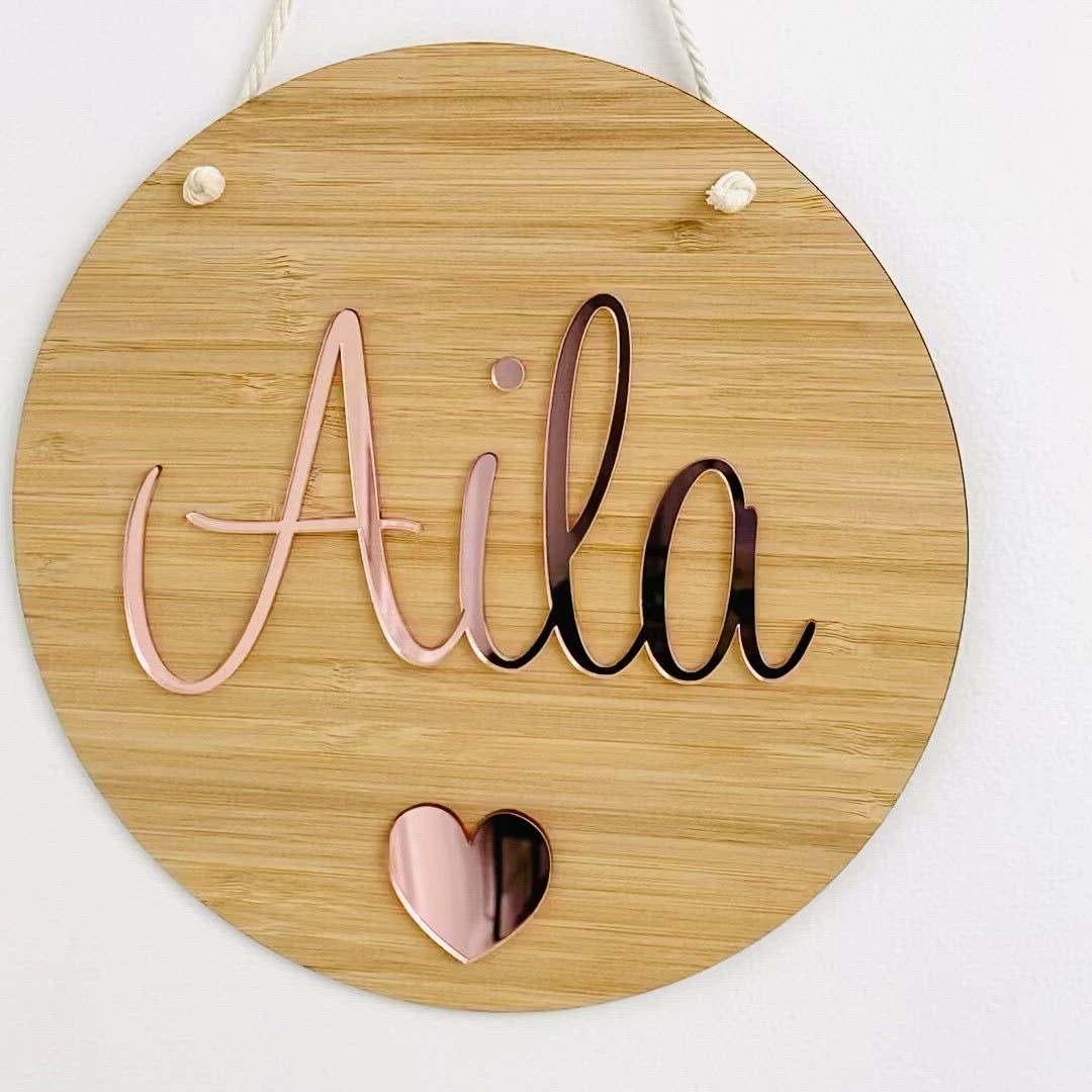 Birth Announcement Plaque in Bamboo and Acrylic