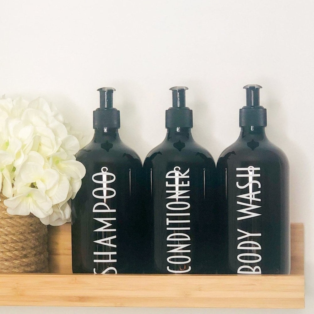 Amber Bathroom Pump Bottles for Shampoo Dispensing