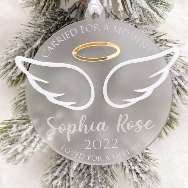 Angel Baby Wing & Halo Christmas Ornament - Memorial Bauble for infant loss / miscarriage