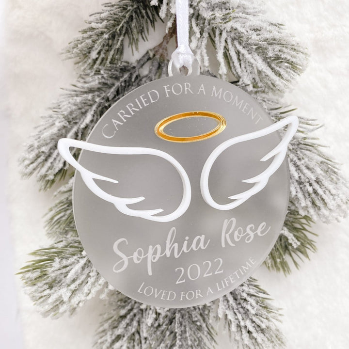 Angel Baby Wing & Halo Christmas Ornament - Memorial Bauble for infant loss / miscarriage