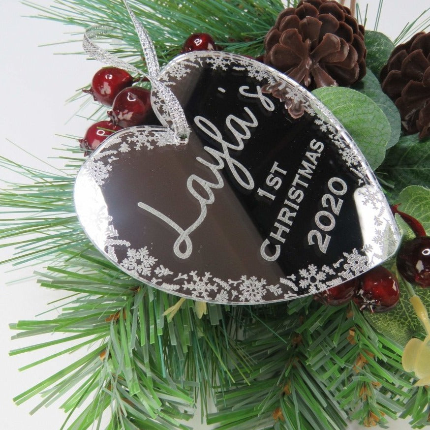 Baby's First Christmas Bauble - Heart Design - 2021 keepsake - Baby first christmas - Baby's 1st Christmas