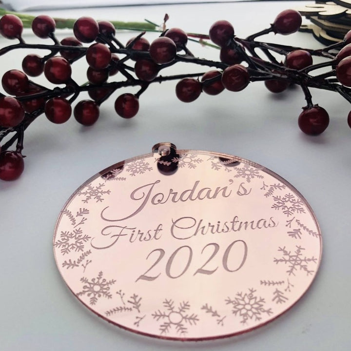 Baby's First Christmas Bauble - Family keepsake momento for Xmas Tree Decoration