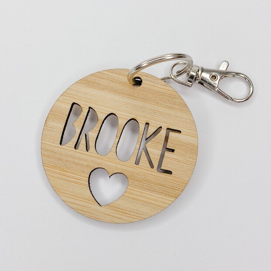 Bamboo Keyring Personalised with Name of Choice
