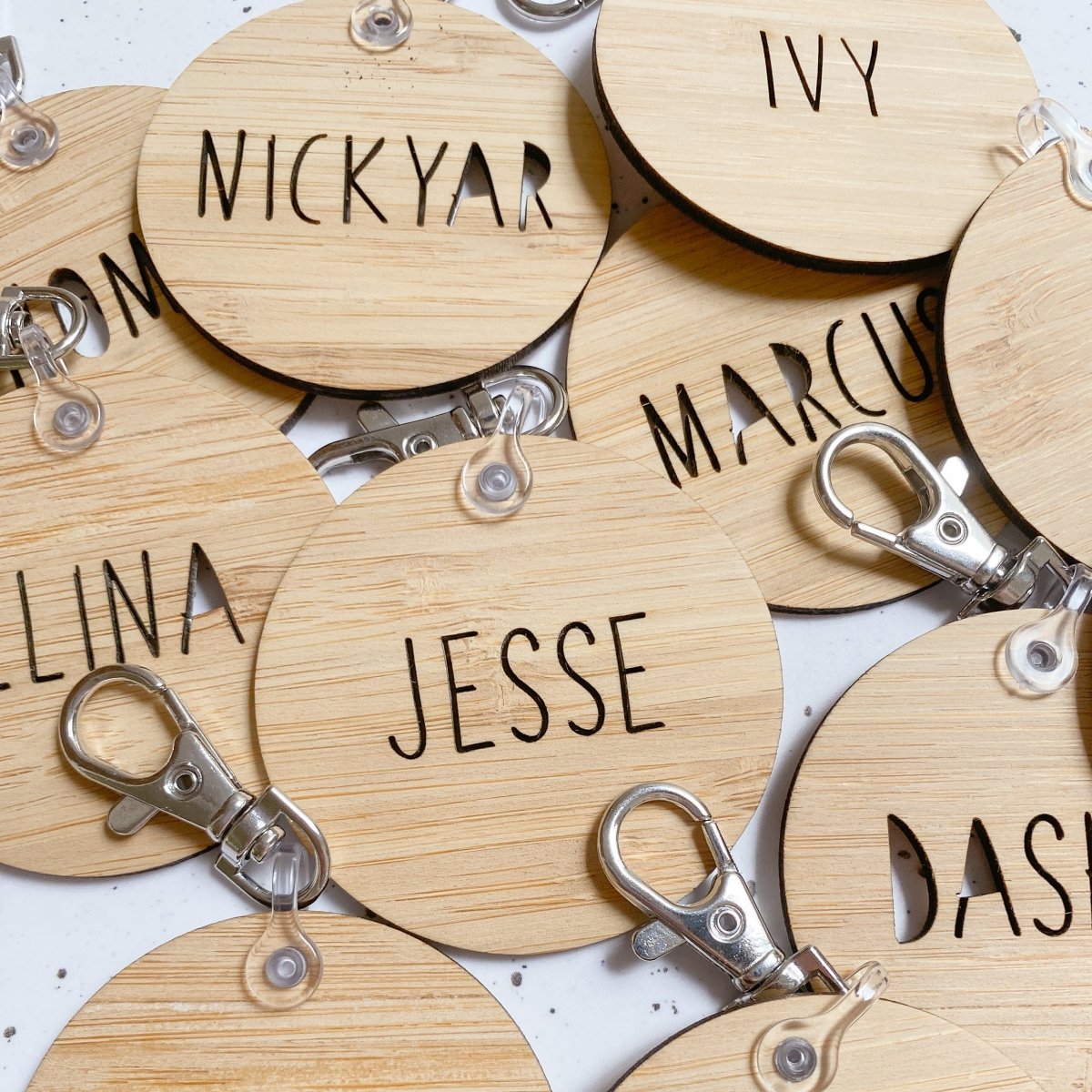 Bamboo Keyring Personalised with Name of Choice