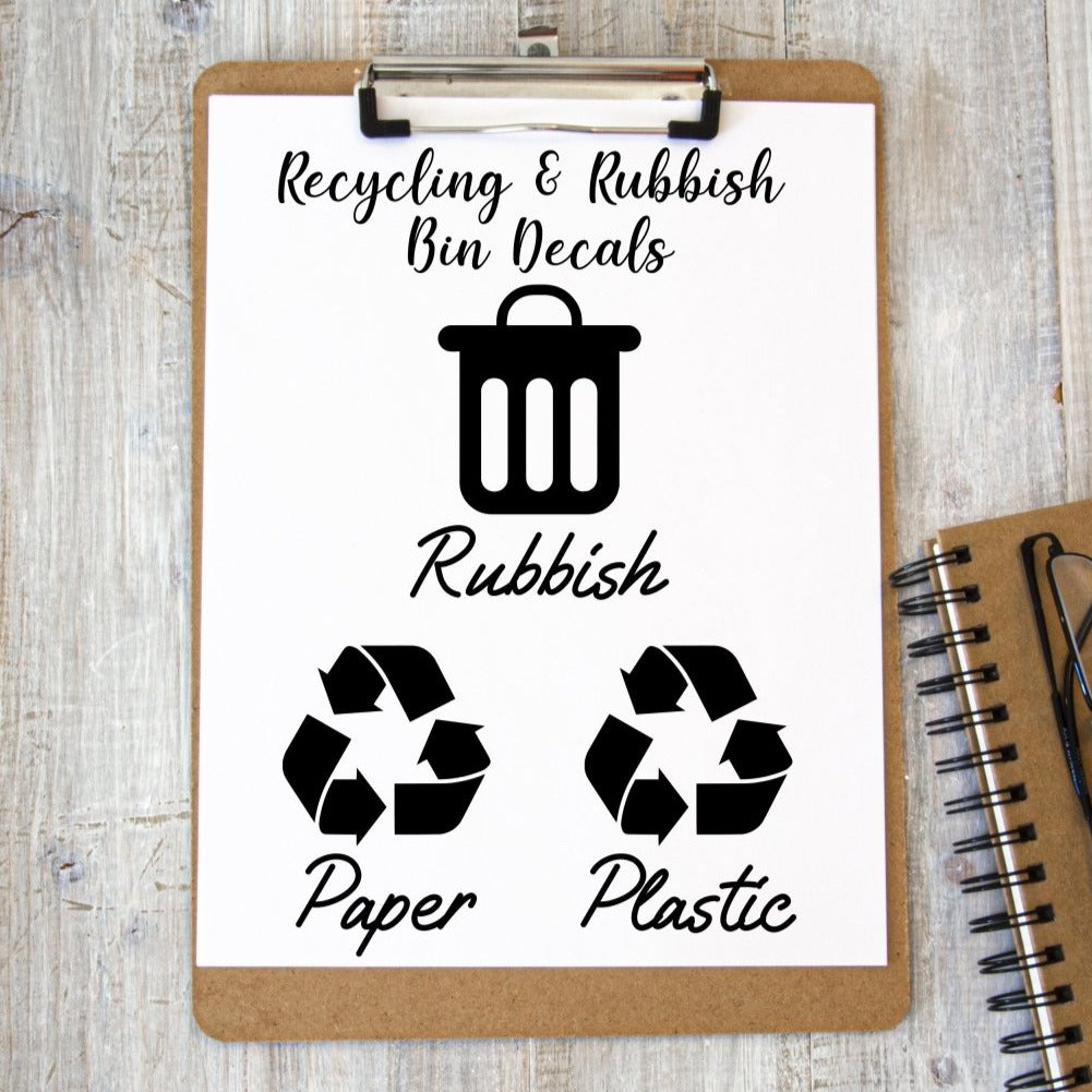 Bin Labels - Rubbish, Recycling, Garbage Decals - HandyLittleLabels - Bin Stickers - Custom Decals - Customisable Sticker