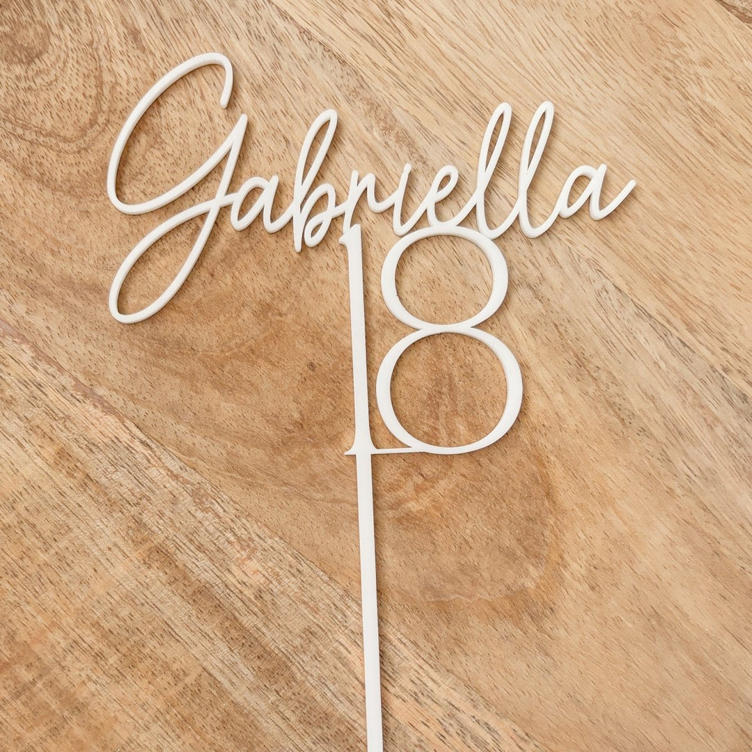 Custom Birthday Cake Topper - Name & Age Design