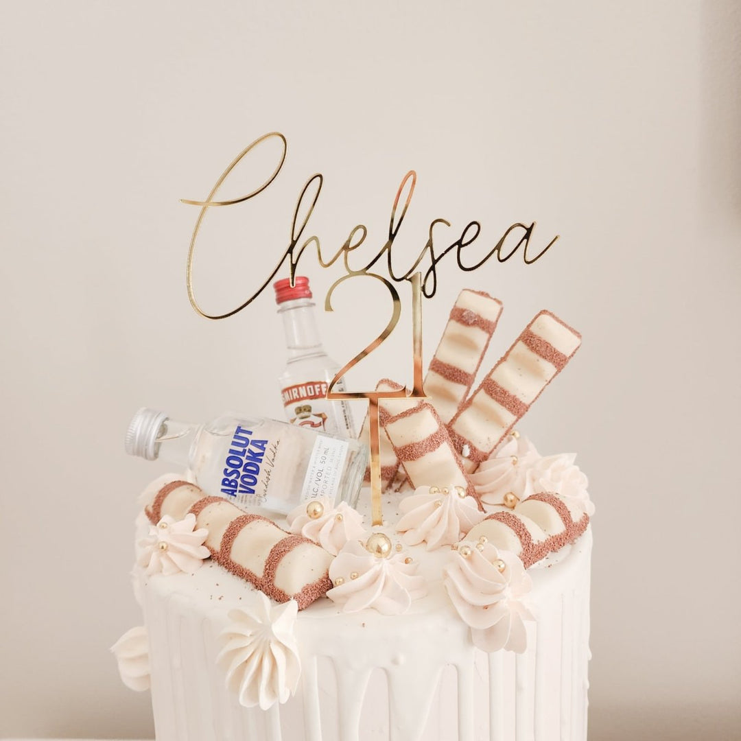 Custom Birthday Cake Topper - Name & Age Design