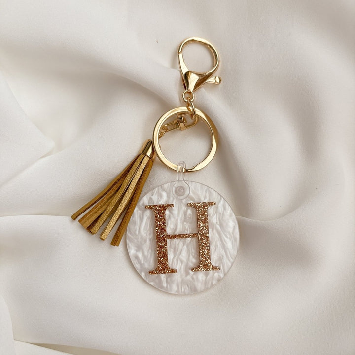 Custom Glitter Initial Acrylic Keyring