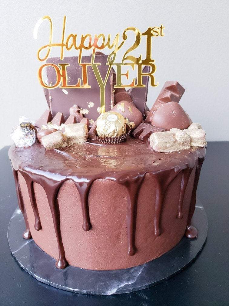 Customised Name & Age Cake Topper - HandyLittleLabels - 18th 21st 40th 50th - 60th 70th 80th 90th - Acrylic Cake Topper