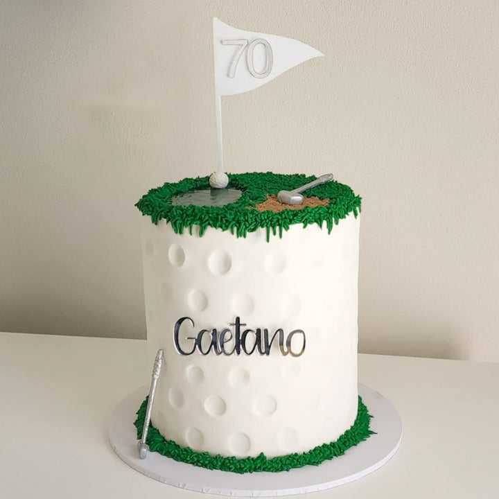 Golf Theme Flag Cake Topper and Name Charm