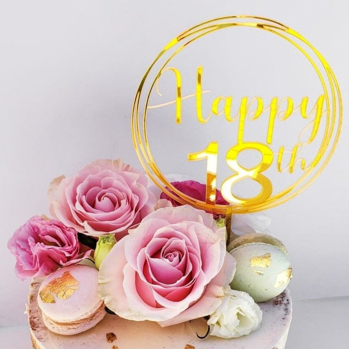 Personalised - Acrylic Cake Topper - Mirror Gold for milestone birthday party cakes