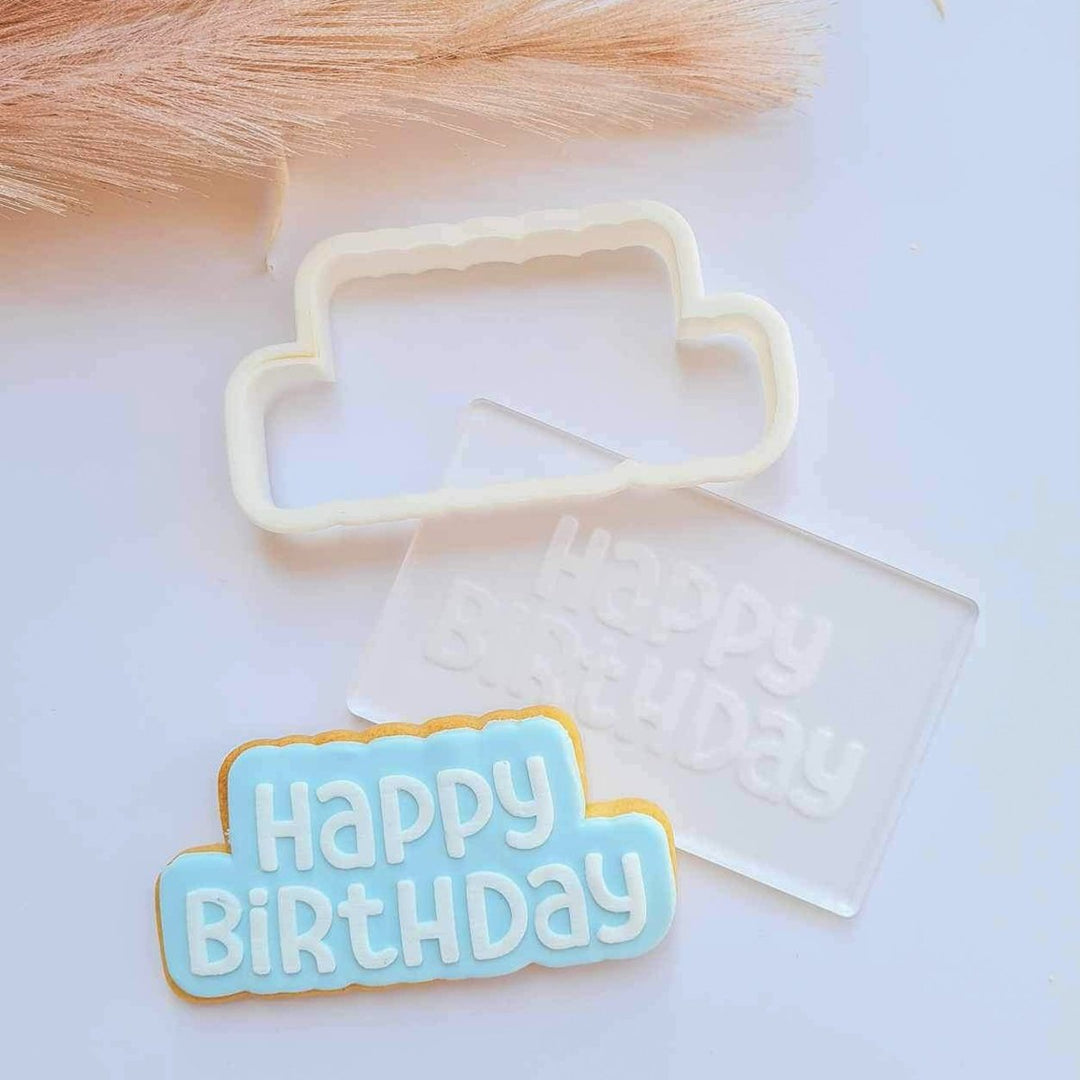 Happy Birthday Fun Cookie Cutter & Raised Stamp